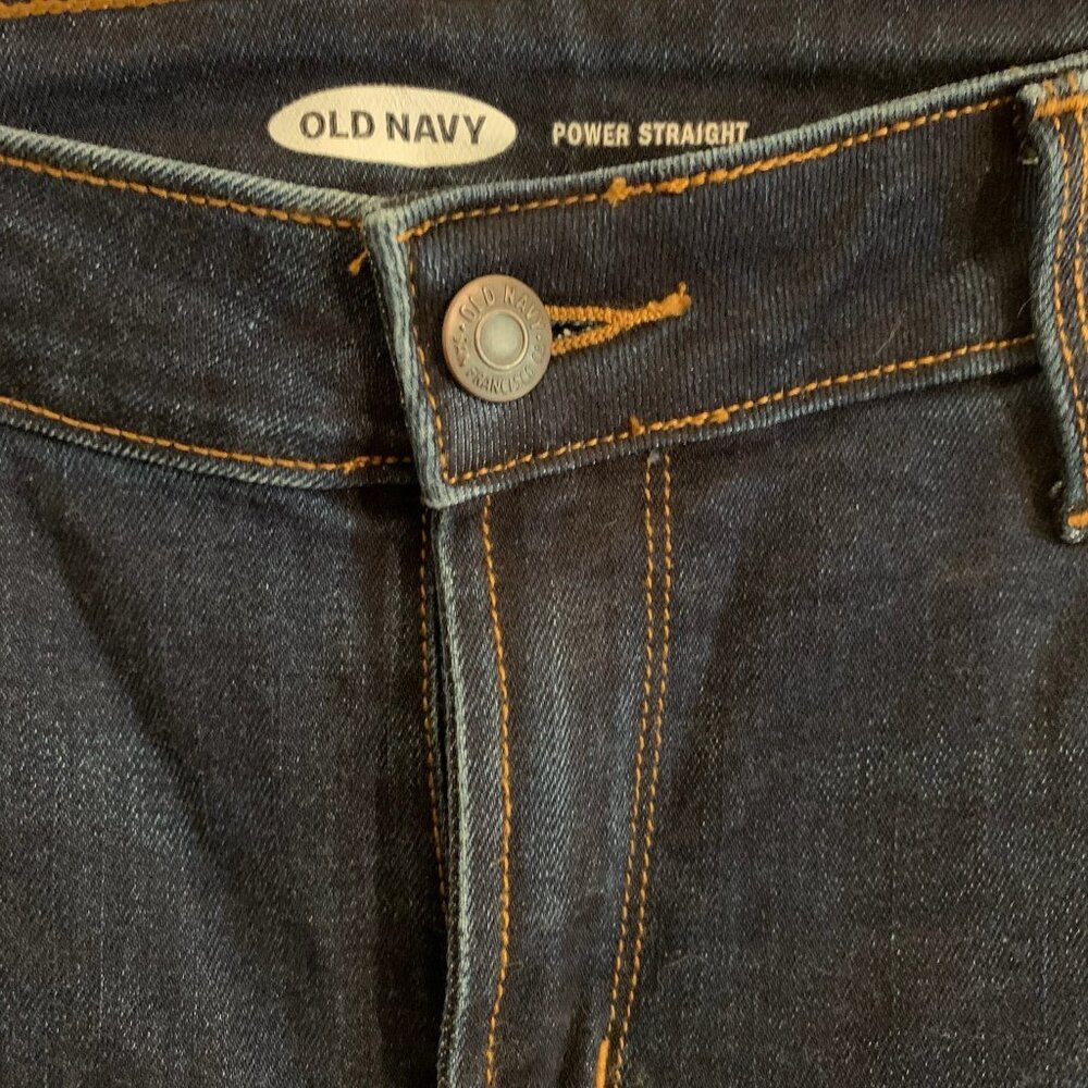 OLD NAVY POWER STRAIGHT JEANS Size 10 Dark Blue